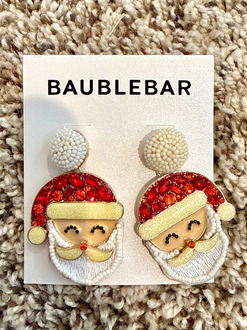 BaubleBar Red and White Santa Stud Earrings